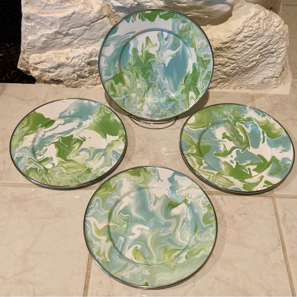 NWT Golden Rabbit 4 sandwich/salad plates 8.5” in “Modern Monet” collection
